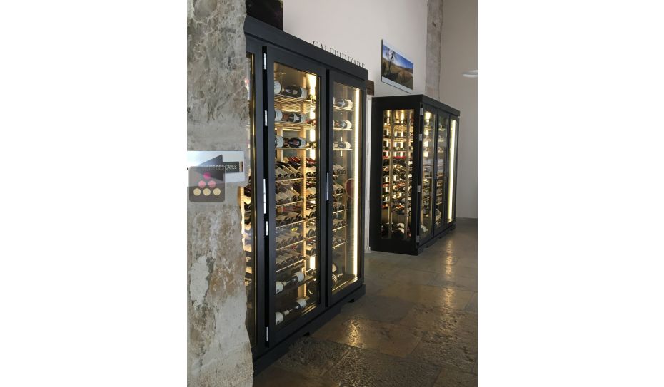 Vitrine à vin climatisée sur mesure 1 température - vitrage côté gauche