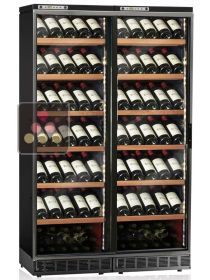 Combiné encastrable de 2 caves à vin mono-température de conservation ou de service à portes coulissantes CALICE