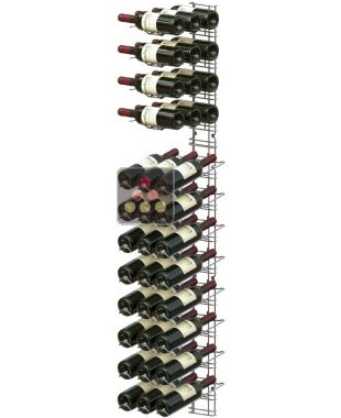 Support mural chromé de 36 bouteilles de 75cl - Mixte bouteilles horizontales/inclinées VISIORACK