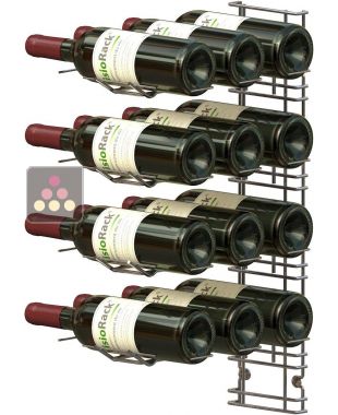 Support mural noir pour 12 bouteilles de 75cl - Bouteilles horizontales VISIORACK