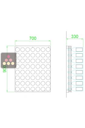 Porte-Bouteilles mural en plexiglas pour 50 bouteilles de vin