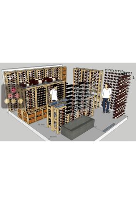 Aménagement cave naturelle : 32 caisses bois + 64 magnums + 1620 bouteilles 75cl + lot de bouteilles spéciales