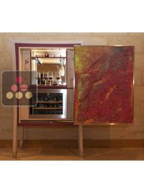 Cabinet de dégustation artisanal personnalisable et cave à vin de service - Modèle Expo vendu avec 2 tableaux Ma Cave à Vin