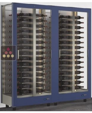 Combiné de 2 vitrines à vin professionnelles multi-usages - 3 cotés vitrés - Habillage magnétique interchangeable CALICE DESIGN