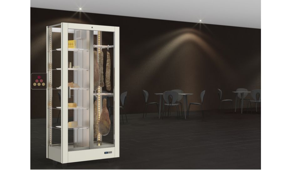 Vitrine réfrigérée de présentation pour charcuteries et fromages - Usage pro - 4 côtés vitrés - Habillage magnétique interchangeable