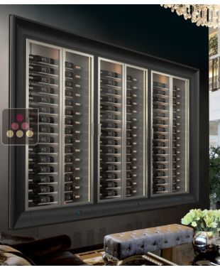 Combiné encastrable surélevé de 3 vitrines à vin multi-températures - Usage pro - Bouteilles horizontales - Cadre incurvé CALICE DESIGN