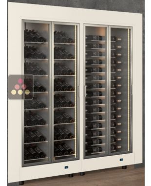 Combiné encastrable de 2 vitrines à vin multi-températures - Usage pro - Bouteilles horizontales et inclinées - Cadre droit CALICE DESIGN