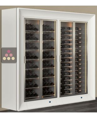Combiné de 2 vitrines à vin multi-températures - Usage pro - Pose libre - Bouteilles horizontales et inclinées - Cadre incurvé CALICE DESIGN