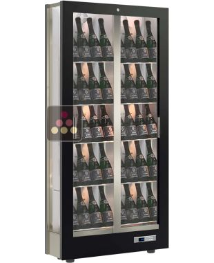 Vitrine à vin multi-usages service et conservation - P36cm - Usage pro - 3 côtés vitrés - Bouteilles inclinées CALICE DESIGN