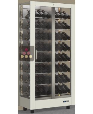 Vitrine à vin multi-températures - Usage pro - 3 côtés vitrés - Bouteilles inclinées - Habillage magnétique interchangeable CALICE DESIGN
