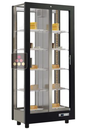 Vitrine réfrigérée de présentation pour fromages - 4 côtés vitrés - Habillage bois