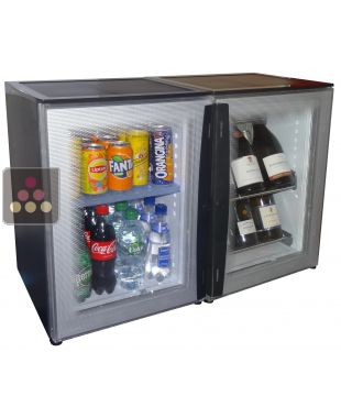 Combiné Mini-cave à vin 8 bouteilles et Mini-bar 40L, 100% silencieux à portes incolores WINEBAR