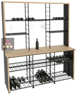 Meuble de stockage en acier avec comptoir de dégustation en Hêtre ARCHITECTURE INTERIEURE DU VIN