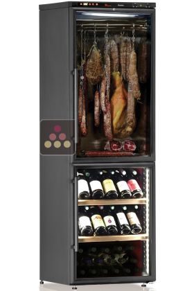 Combiné d'une cave à vin de service et d'une cave à charcuterie