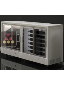 Combiné de 2 caves à vin multi-usages traversantes avec habillage bois personnalisable en îlot CALICE DESIGN