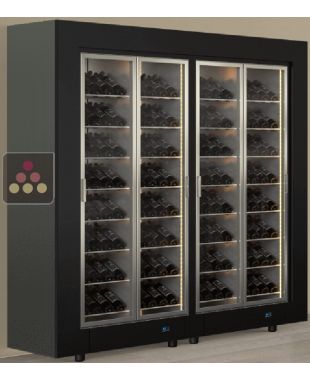 Combiné de 2 vitrines à vin multi-températures - Pose libre - Usage pro - Bouteilles inclinées - Cadre droit CALICE DESIGN