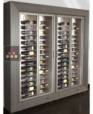 Combiné de 2 vitrines à vin encastrable multi-températures - Usage pro - P36cm - Bouteilles horizontales CALICE DESIGN