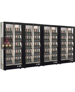 Combiné de 4 vitrines à vin multi-températures - Usage pro - P36cm - 3 côtés vitrés - Habillage magnétique interchangeable CALICE DESIGN