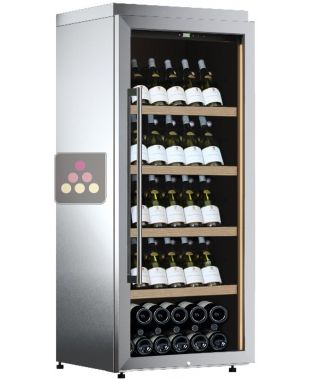 Cave à vin mono-température de service ou de conservation - Habillage inox - Pose libre - Présentation inclinée CALICE