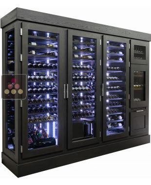 Cave à vin sur-mesure mono-température de vieillissement avec cave de service 2 températures et tiroirs bouteilles debouts Ma Cave à Vin
