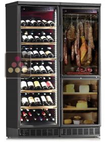 Combiné encastrable d'une cave à vin, d'une cave à fromages et d'une cave à charcuteries CALICE