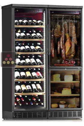 Combiné encastrable d'une cave à vin, d'une cave à fromages et d'une cave à charcuteries