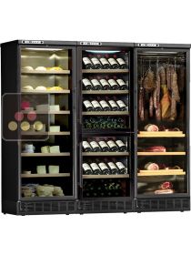 Combiné encastrable de 1 cave à vin 2 températures, d'une cave à charcuterie et d'une cave à fromages CALICE