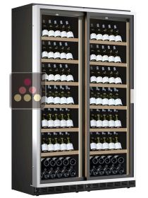 Combiné encastrable de 2 caves à vin mono-température à portes coulissantes - Présentation inclinée CALICE