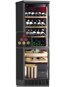 Combiné encastrable d'une cave à vin de service ou de conservation et d'une cave à cigares à hygrométrie régulée CALICE