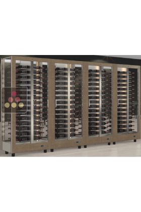 Combiné de 4 vitrines à vin professionnelles multi-usages - 4 cotés vitrés - Habillage magnétique interchangeable