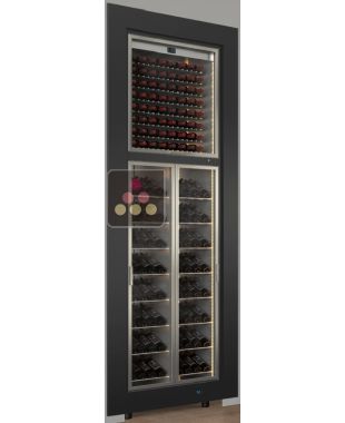 Double-vitrine à vin encastrable multi-températures - Usage pro - Bouteilles inclinées - Cadre droit CALICE DESIGN
