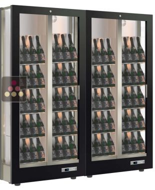 Combiné de 2 vitrines à vin multi-températures - Usage pro - P36cm - 3 côtés vitrés - Habillage magnétique interchangeable CALICE DESIGN