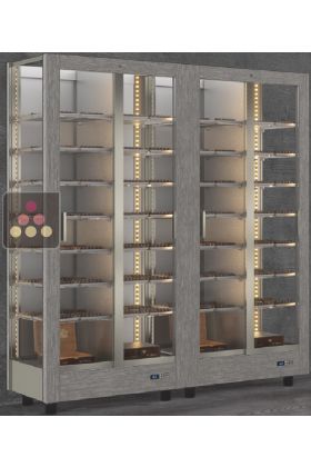 Combiné modulaire de 2 vitrines réfrigérées de présentation des chocolats - 3 côtés vitrés - Habillage magnétique interchangeable