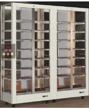 Combiné de 2 vitrines réfrigérées de présentation des chocolats - 4 cotés vitrés - Habillage magnétique interchangeable CALICE DESIGN