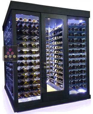 Cellier Large mono-température 3 faces vitrées - Clayettes horizontales - Vieillissement ou service WINEROOM