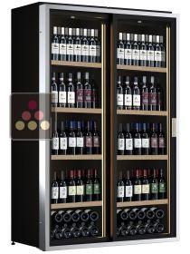 Combiné de 2 caves à vin mono-température de service ou de conservation à portes coulissantes - Cadre inox CALICE