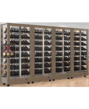 Combiné de 4 vitrines à vin professionnelles multi-usages - 4 cotés vitrés - Habillage magnétique interchangeable CALICE DESIGN