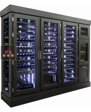 Cave à vin sur-mesure mono-température de vieillissement avec cave de service 2 températures et tiroirs bouteilles debouts Ma Cave à Vin