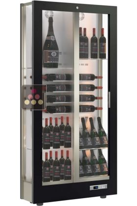 Vitrine à vin multi-températures - Usage pro - 3 côtés vitrés - P36cm - Équipement mixte - Habillage magnétique interchangeable