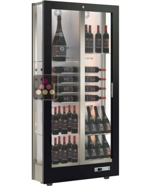 Vitrine à vin multi-températures - Usage pro - 3 côtés vitrés - P36cm - Équipement mixte - Habillage magnétique interchangeable CALICE DESIGN