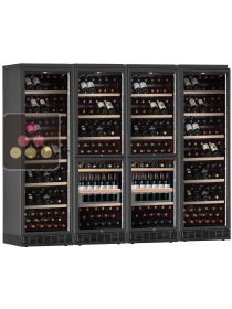 Combiné encastrable de 4 caves à vin 6 températures de service ou de conservation - 2 tiroirs de service pour bouteilles verticales CALICE