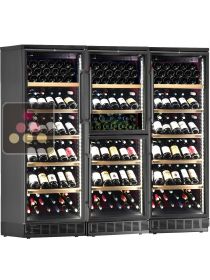 Combiné de 3 caves à vin encastrables Mono-température de conservation et de service 2 températures CALICE