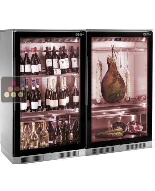 Combiné d'une cave vin de service mono ou multi-températures et d'une vitrine réfrigérée de conservation des charcuteries BRERA