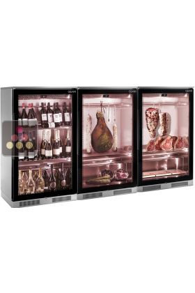 Combiné de 3 vitrines réfrigérées pour vins, charcuteries et viandes