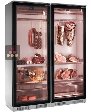 Combiné de 2 vitrines réfrigérées pour maturation de viande et conservation de charcuteries BRERA