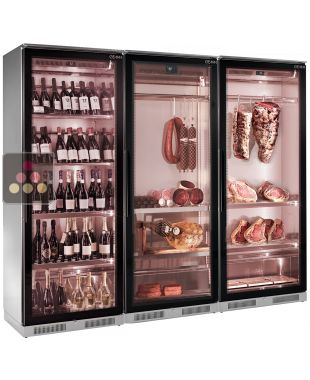 Combiné de 3 vitrines réfrigérées pour vins, charcuteries et maturation de viande BRERA