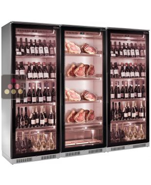 Combiné deux caves à vin de service et d'une vitrine réfrigérée de maturation des viandes BRERA