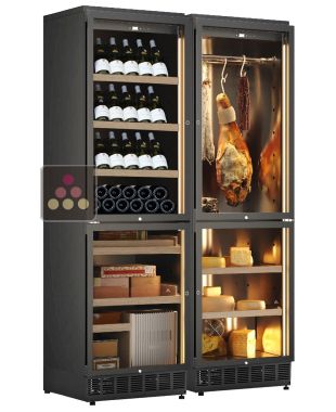 Combiné encastrable de 4 caves pour vin, charcuterie, cigares et fromages CALICE