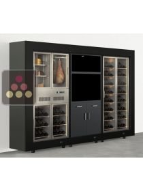 Combiné modulaire de 2 caves à vin, d'une cave à charcuterie/fromage et d'un meuble de rangement CALICE DESIGN