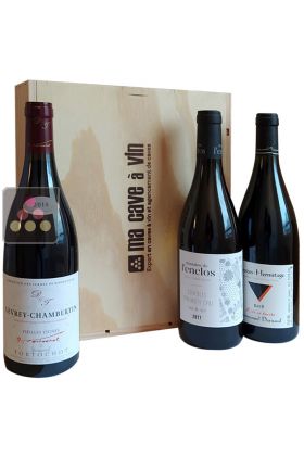 Coffret-bois Initiation aux Terroirs 3 bouteilles : Chablis 1er Cru, Gevrey-Chambertin, Crozes-Hermitage